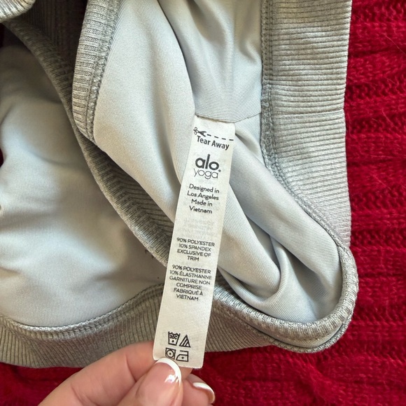 ALO Yoga Light Gray Wrap Sports Bra - Picture 4 of 6